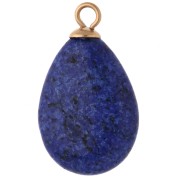 Pendentif goutte 22x13mm CZ red -pierre teintée Lapis lazuli Acier inox 304 Doré