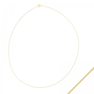 Tour de cou maille Forçat rectangle 1 mm - Doré à l'or fin x50cm