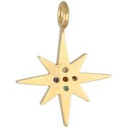Breloque étoile du nord avec CZ 15x11.5 mm - Doré à l'or fin - Multicolore x1