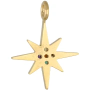 Breloque étoile du nord avec CZ 15x11.5 mm - Doré à l'or fin - Multicolore x1