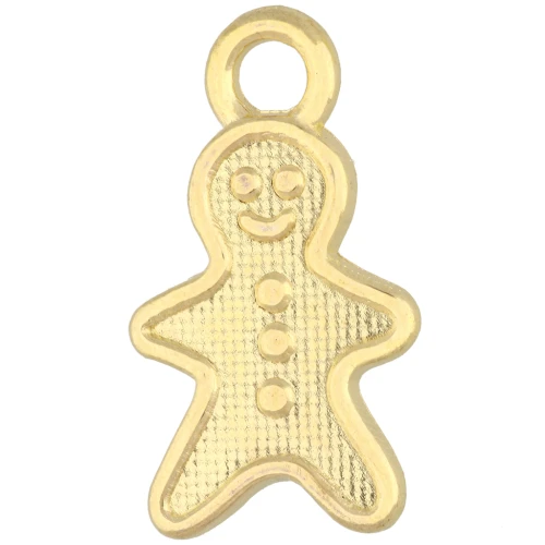 Breloque bonhomme pain d'épice 19x11 mm - Doré à l'or fin x1