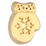 Perle gant de Noël 15x12 mm résine époxy - Doré à l'or fin - Rouge