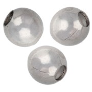Perles rondes 5 mm avec trou de 2 mm - Argenté x50