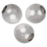 Perles rondes 5 mm avec trou de 2 mm - Argenté x50