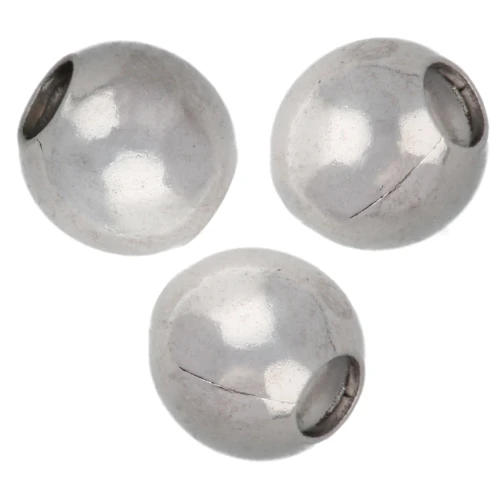 Perles rondes 5 mm avec trou de 2 mm - Argenté x50