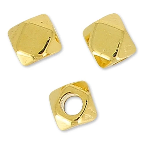 Perles cubes facettés 3 mm Doré à l'or fin x10