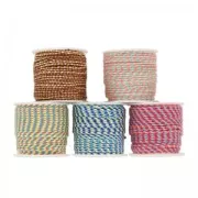 Cordon coton tressé 2 mm Brun/Marron/Blanc x 10 m