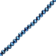 Perles rondelles facettées - rondes aplaties - 8x6.5 mm Blue Iris x37cm