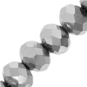 Perles rondelles facettées - rondes aplaties -8.5x6 mm Argenté x40cm|raw }}