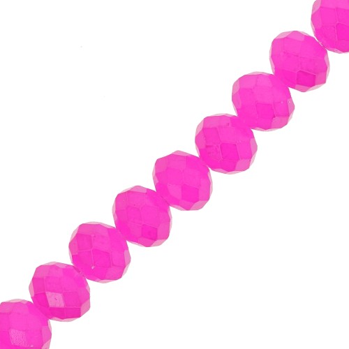 Perles rondelles facettées - rondes aplaties -8x6 mm Hot Pink Opaque x40cm
