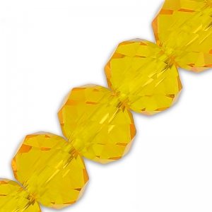 Perles rondelles facettées - rondes aplaties -8x6 mm Orange x40cm