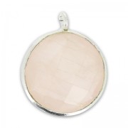 Breloque ronde facettée 12 mm Argent 925/Quartz Rose x1|raw }}