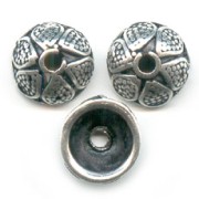 Coupelles 10 mm motif pétales - argenté vieilli x6|raw }}