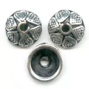 Coupelles 10 mm motif pétales - argenté vieilli x6