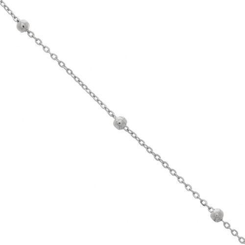 Chaîne maille forçat ovale 2 mm perles rondes 4 mm - Acier inoxydable x99cm