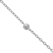 Chaîne maille forçat ovale 1.5 mm perles rondes 3.5 mm - Acier inoxydable x98cm