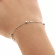 Chaîne maille forçat ovale 2 mm perles rondes 4 mm - Acier inoxydable x99cm