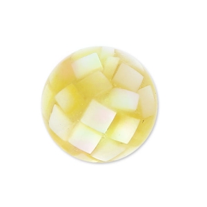 Perle en nacre effet mosaïque 10 mm Jaune x1