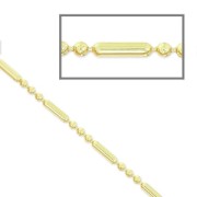 Chaîne maille boule alternée décor tube 1,5 mm light gold x1m