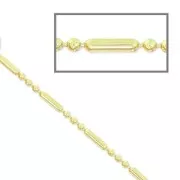 Chaîne maille boule alternée décor tube 1,5 mm light gold x1m