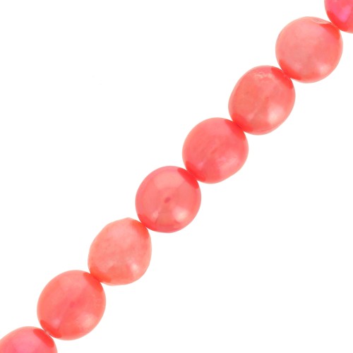 Perles d'eau douce irrégulières teintées 9x8 mm Rouge clair x6