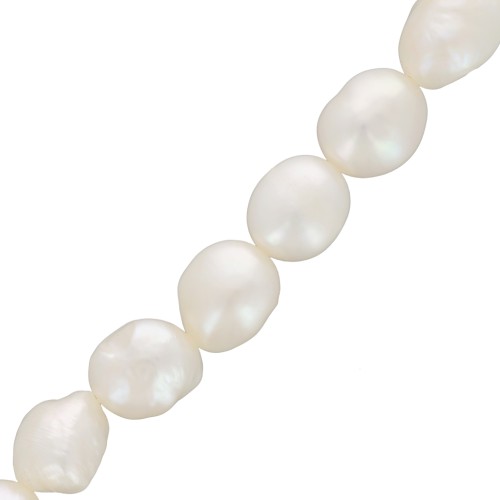 Perles d'eau douce irrégulières teintées 9x8 mm Blanc nacré x6