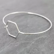 Bracelet jonc ovale nid d'abeille 55x65 mm Light Gold HQ x1