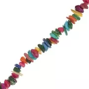 Perles chips de coquillages nacre 8-11 mm multicolore x 80 cm