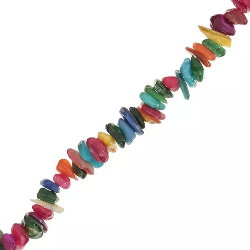 Perles chips de coquillages nacre 8-11 mm multicolore x 80 cm