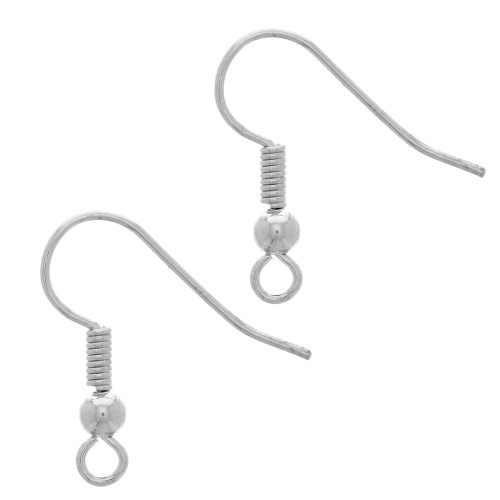Crochets d'oreilles boules 18 mm - Argenté x6