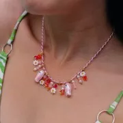 Perles rondes 4 mm en pierre gemme Calcedoine rose x20