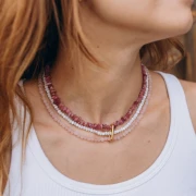 Perles rondes 4 mm en pierre gemme Calcedoine rose x20