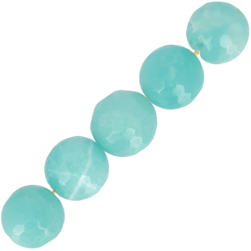 Perles Rondes facettées 10 mm pierre gemme Amazonite x5