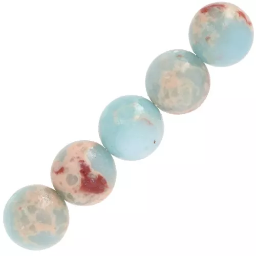 Fil De Perles Jaspe Aqua Terra 39cm - 93 Pièces Boules 4mm, Création Homemade