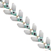 Chaîne maille chevron en épis résine époxy oeil 6.3 mm Blanc/Mint doré x 20cm