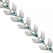 Chaîne maille chevron en épis résine époxy oeil 6.3 mm Blanc/Mint doré x 20cm