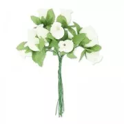 Bouquets de 12 bourgeons de roses sur fil métal Blanc