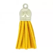 Pompon en suedine 36 mm rhodié Jaune x1