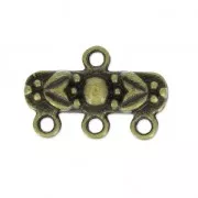 Embout 3 rangs motif fleur 20x13 mm bronze x1