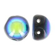 Perles Cabochons 2-hole 6 mm Jet Full AB x20