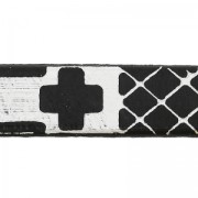 Lacet cuir motifs géométriques 10 mm Noir/Argenté x50cm