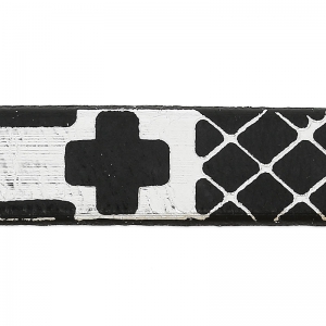 Lacet cuir motifs géométriques 10 mm Noir/Argenté x50cm