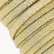 Lacet cuir double façon daim métallisé craquelé 5 mm Gold x 50cm