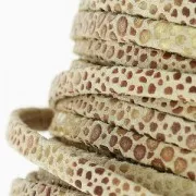 Lacet cuir double façon daim imitation poisson 5 mm Beige x 50cm