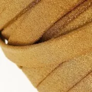 Lacet cuir double façon daim irisé 10 mm Golden x 50cm