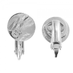 Clips d'oreilles disque froissé 10 mm - Rhodié x2