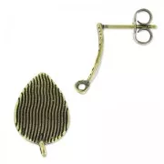 Clous d'oreilles goutte rainurée 15x9 mm - Bronze x2