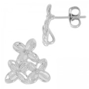 Clous d'oreilles trio de fleurs 13 mm rhodié x2