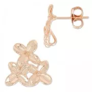 Clous d'oreilles trio de fleurs 13 mm doré rose HQ x2