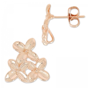 Clous d'oreilles trio de fleurs 13 mm doré rose HQ x2